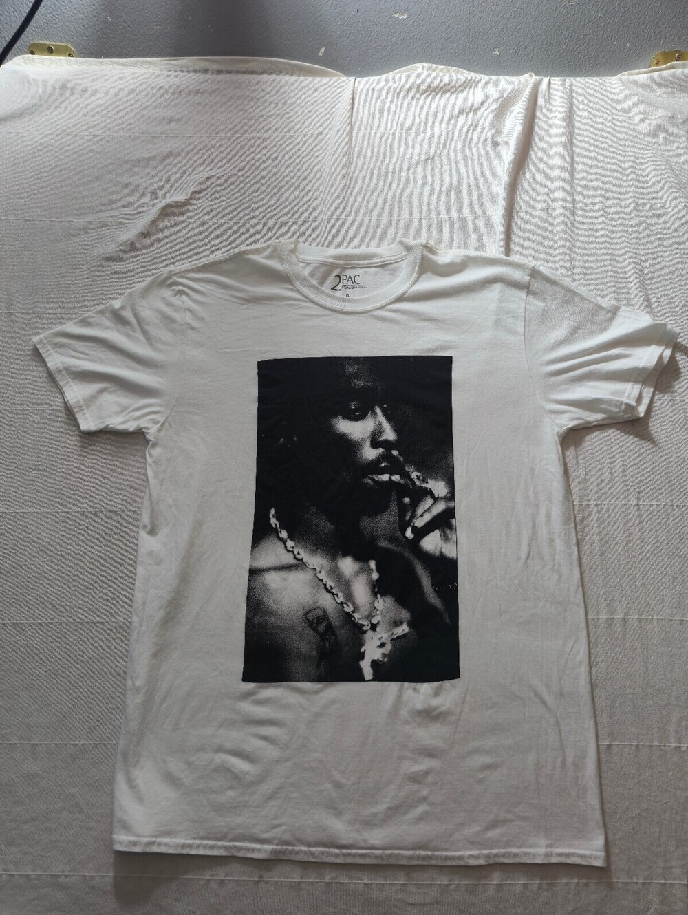 2PAC White Graphic T-Shirt XL Made in UK